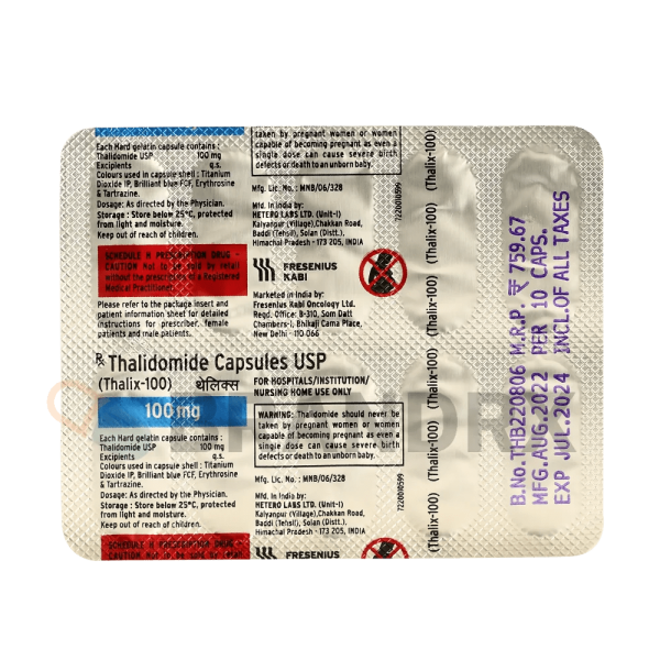 Verpackung Thalix 100 mg Natco Pharmaceuticals Ltd.